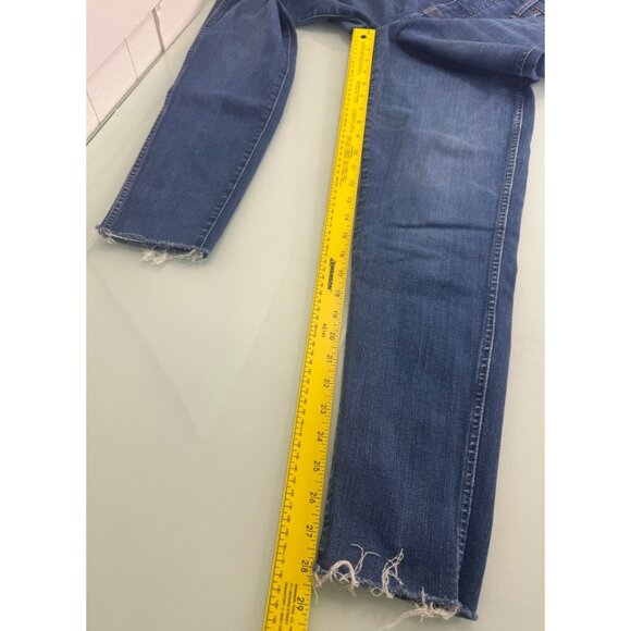 Madewell High Rise Skinny Women's Jeans 32T 32 Tall Raw Hem Stretch Dark Wash - Picture 7 of 14